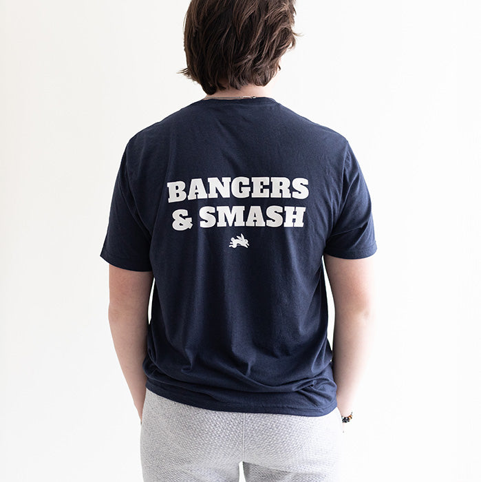 Men's Navy Crewneck T-shirt with Bangers and Smash