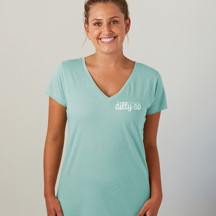 V-Neck Tee | Dilly Rabbit Seaglass