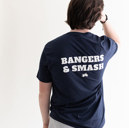 Men's Navy Crewneck T-shirt with Bangers and Smash