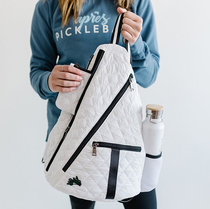 White and Black Pickleball Paddle Sling Bag