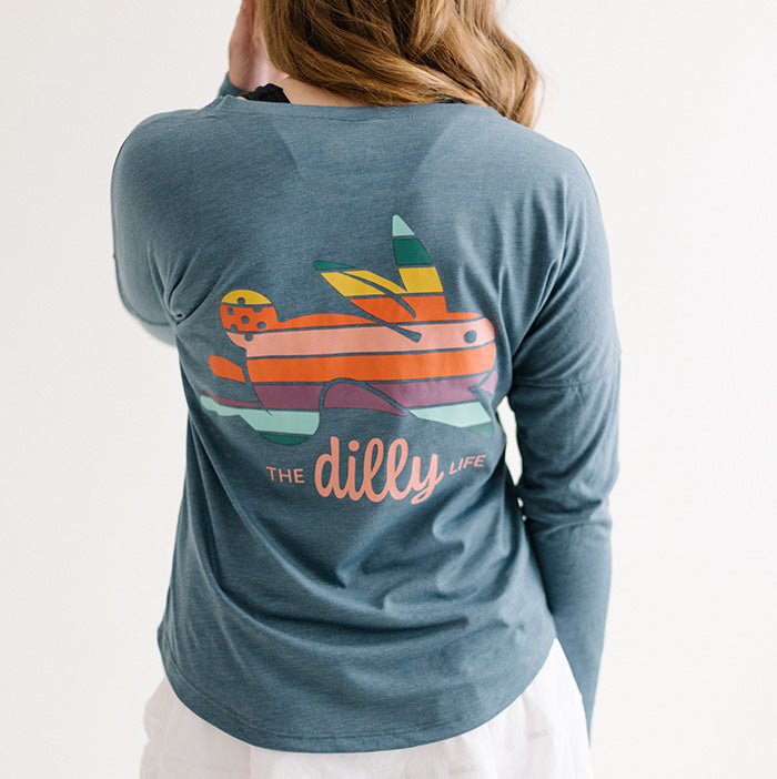 Women's Dilly Life Long Sleeve T-Shirt in Blue