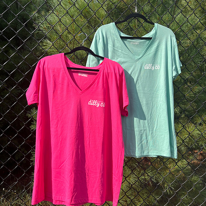 V-Neck Tee | Dilly Rabbit Hot Pink