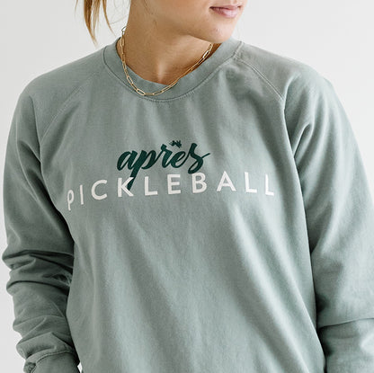 Apres Pickleball Women's Crewneck Sweatshirt Front Green