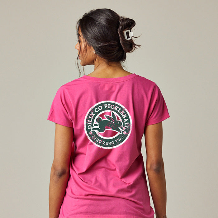 V-Neck Tee | Dilly Rabbit Hot Pink