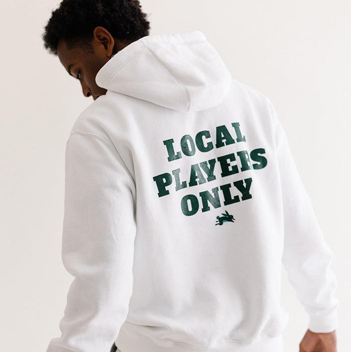 Men's White Heavy Weight Hoodie with Local Players Only