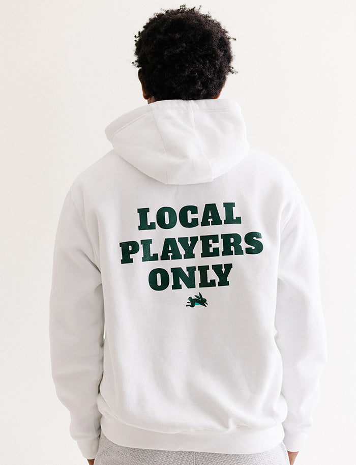 Men's White Heavy Weight Hoodie with Local Players Only