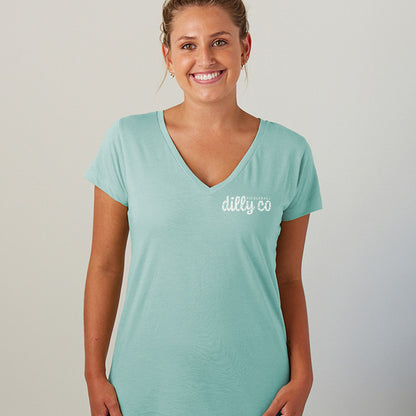 V-Neck Tee | Dilly Rabbit Seaglass