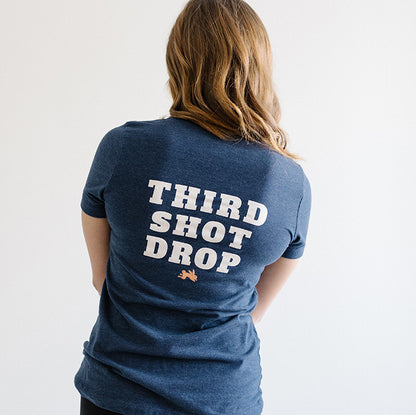 Womens Crewneck t-shirt with Dilly Co Logo and Third Shot Drop